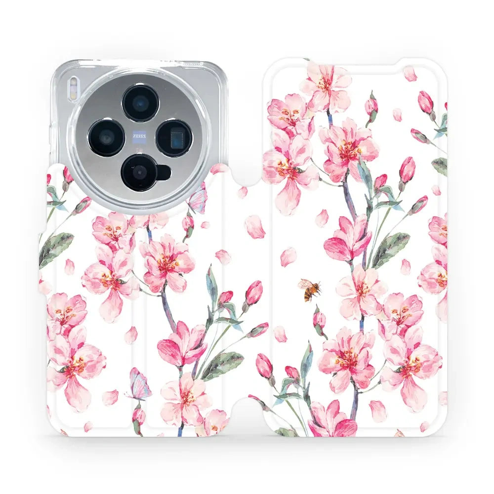 Handyhülle mit klappe für Vivo X300, Mobiwear Book, Rosa Frühling