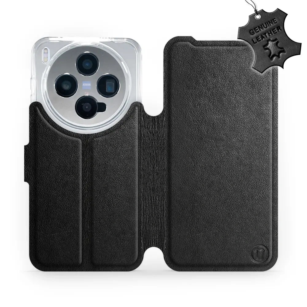 Echtleder Handyhülle für Vivo X300, Mobiwear Leather, Schwarz