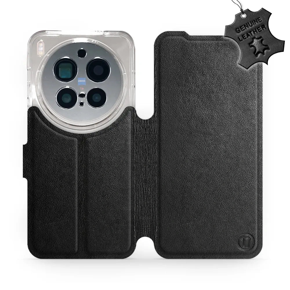 Echtleder Handyhülle für Vivo X300 Pro, Mobiwear Leather, Schwarz