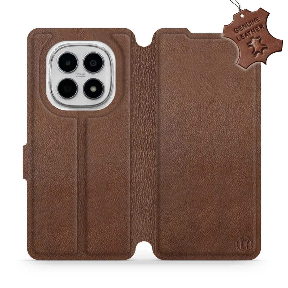 Echtleder Handyhülle für Xiaomi Redmi Note 15 4G, Mobiwear Leather, Braun