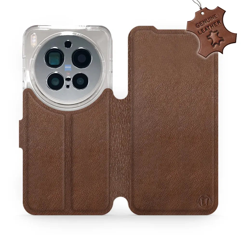 Echtleder Handyhülle für Vivo X300 Pro, Mobiwear Leather, Braun