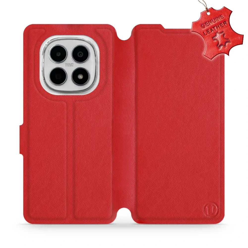 Echtleder Handyhülle für Xiaomi Redmi Note 15 4G, Mobiwear Leather, Rot