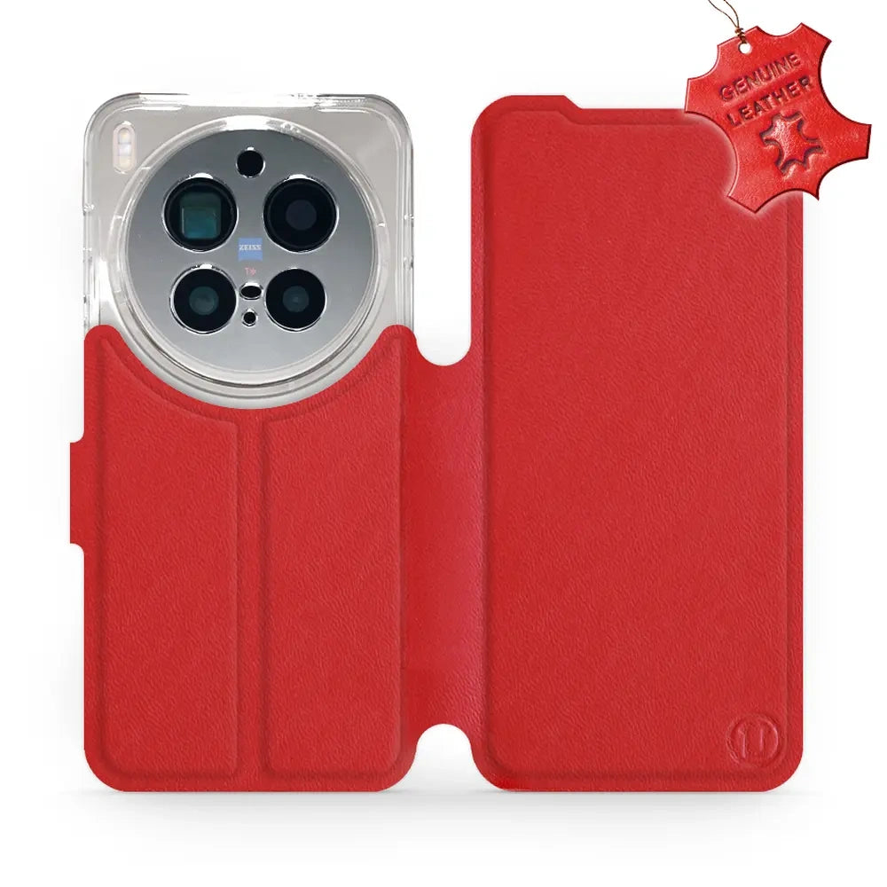 Echtleder Handyhülle für Vivo X300 Pro, Mobiwear Leather, Rot