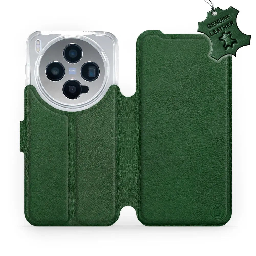 Echtleder Handyhülle für Vivo X300, Mobiwear Leather, Grün
