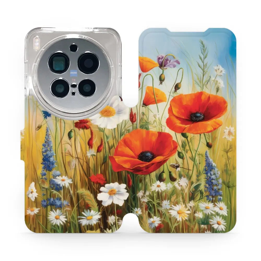 Handyhülle mit klappe für Vivo X300 Pro, Mobiwear Book, Wiesenblumen