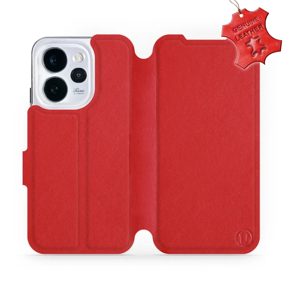 Echtleder Handyhülle für Oppo Reno 15 Pro, Mobiwear Leather, Rot