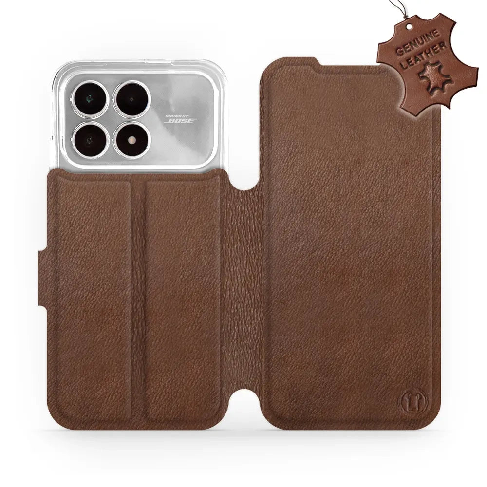 Echtleder Handyhülle für Xiaomi POCO F8 Pro, Mobiwear Leather, Braun