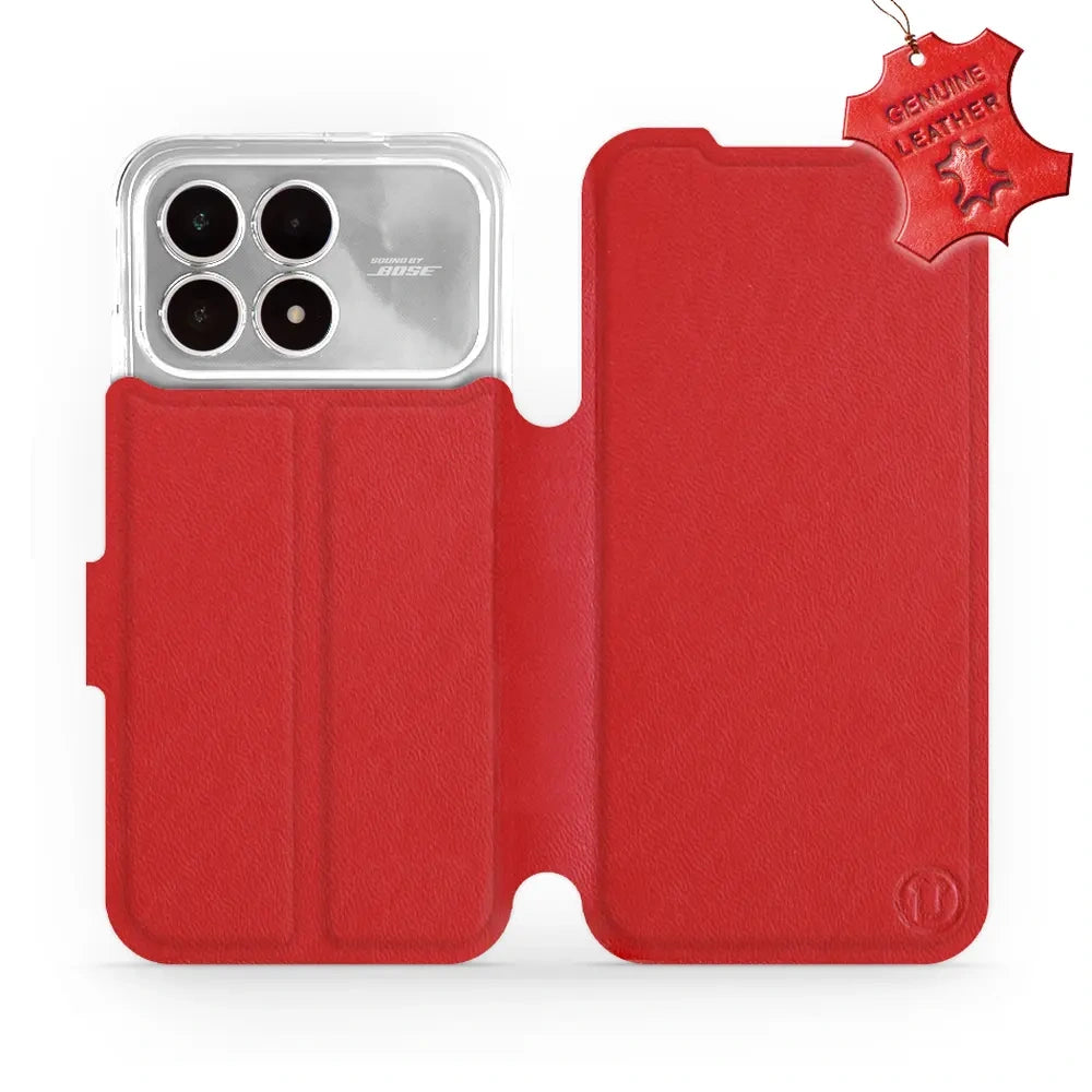 Echtleder Handyhülle für Xiaomi POCO F8 Pro, Mobiwear Leather, Rot