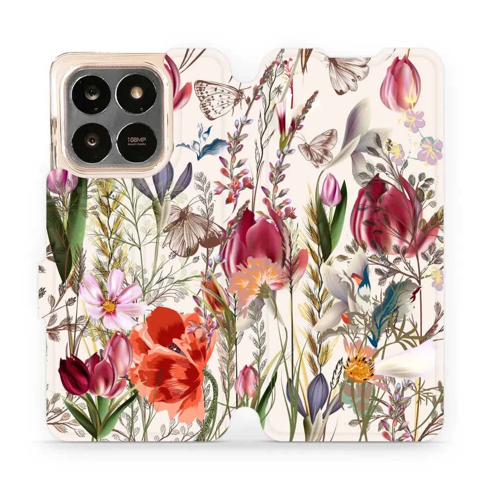 Handyhülle mit klappe für Honor X7d 4G/5G / Honor 400 Smart 4G/5G, Mobiwear Book, Blumenstrauß