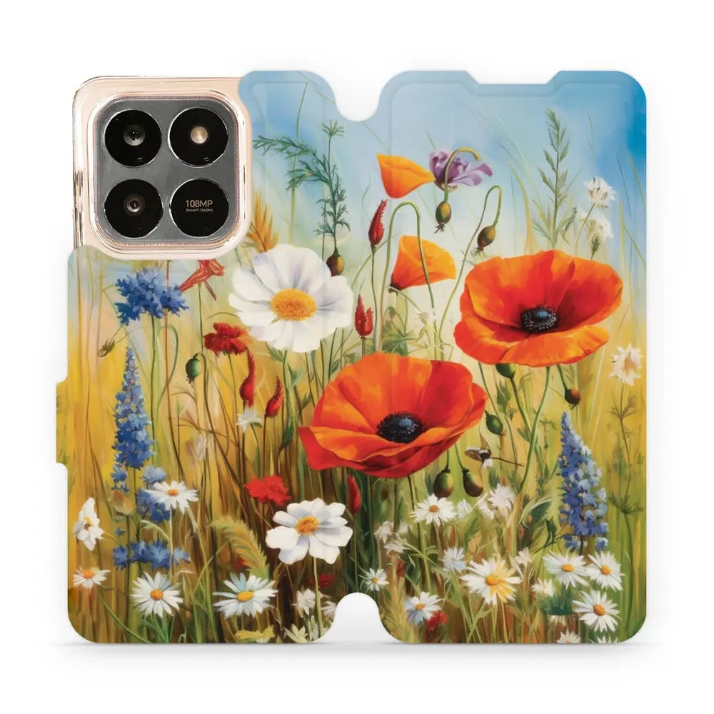 Handyhülle mit klappe für Honor X7d 4G/5G / Honor 400 Smart 4G/5G, Mobiwear Book, Wiesenblumen