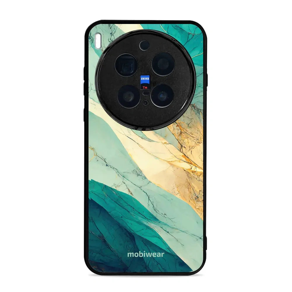 Handyhülle für Vivo X300 Pro, Mobiwear Glossy Case, Türkis-Marmor