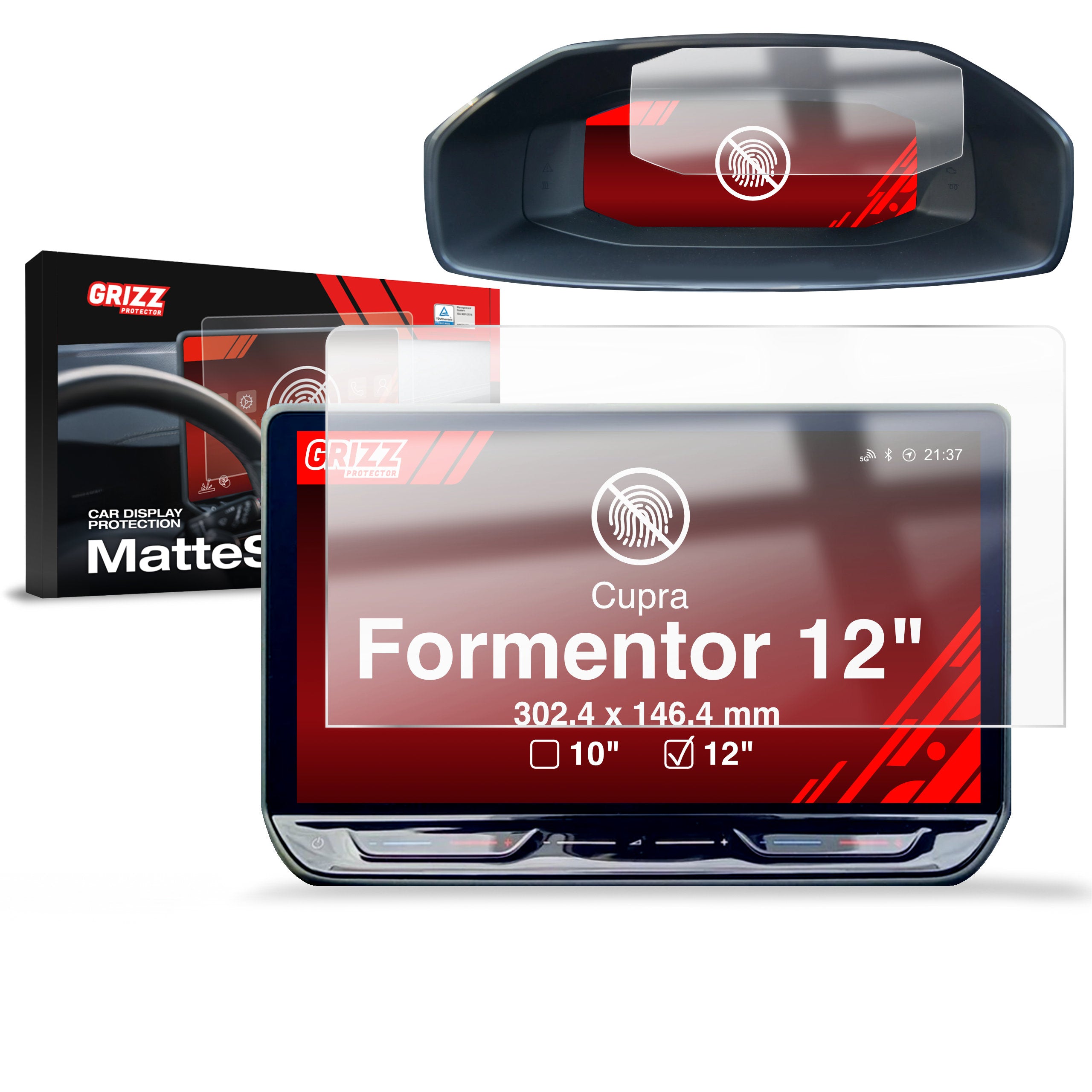 Matte Autodisplayfolie 2in1 für Cupra Formentor 12" (2020-2024), Grizz Protector