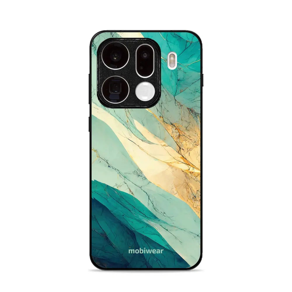Handyhülle für Oppo Find X9 Pro, Mobiwear Glossy Case, Türkis-Marmor