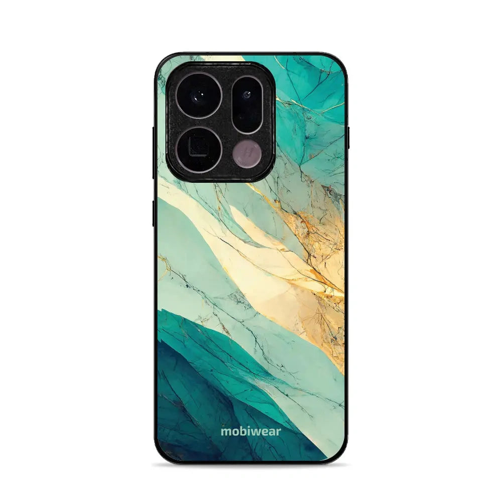 Handyhülle für Oppo Find X9, Mobiwear Glossy Case, Türkis-Marmor