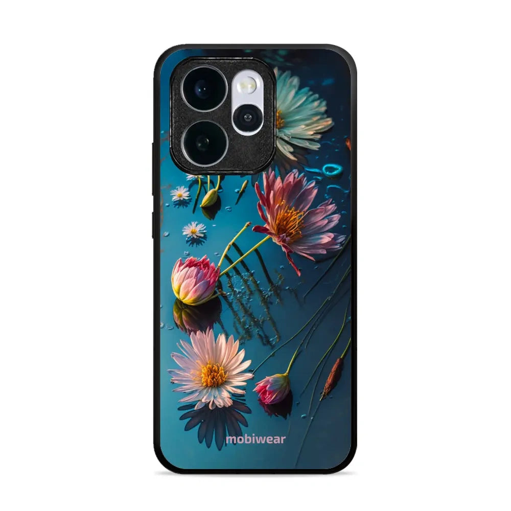 Handyhülle für Oppo Reno 15, Mobiwear Glossy Case, Blau-Blumig