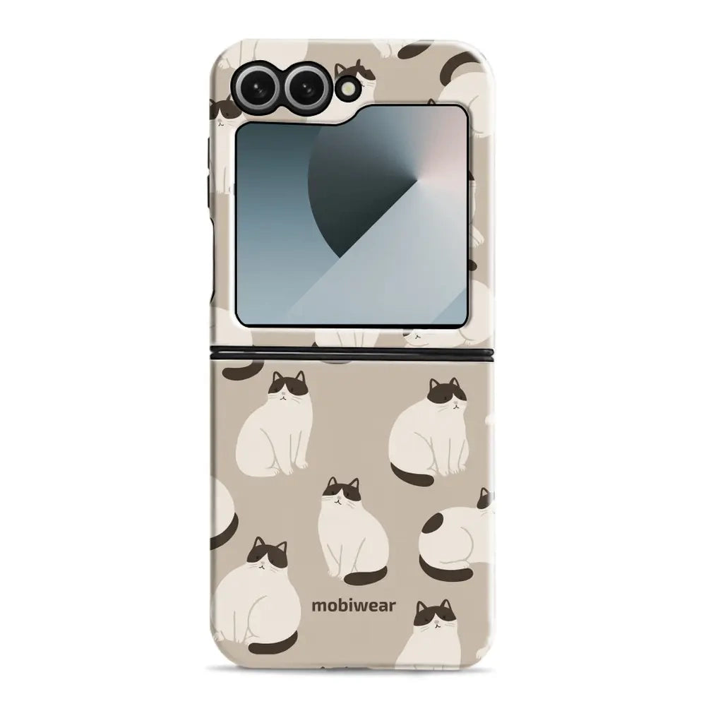 Handyhülle für Galaxy Z Flip7 FE / 6, Mobiwear Elite Pro, Kaffe Miau