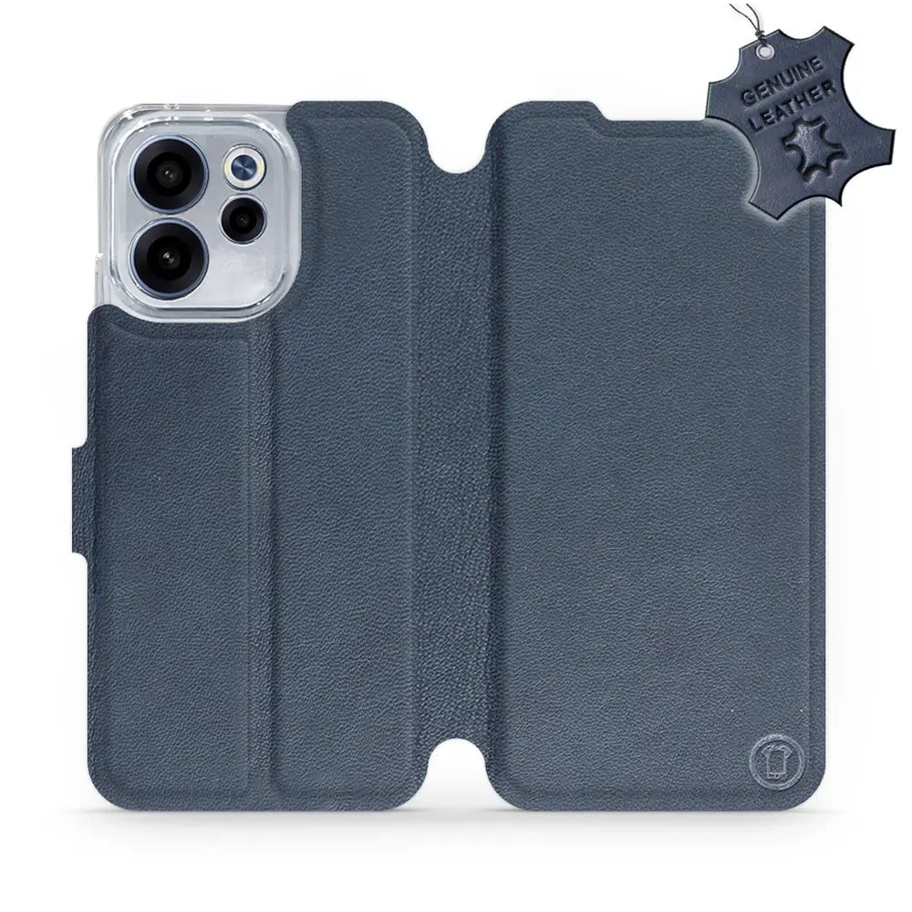 Echtleder Handyhülle für Oppo Reno 15 FS, Mobiwear Leather, Dunkelblau