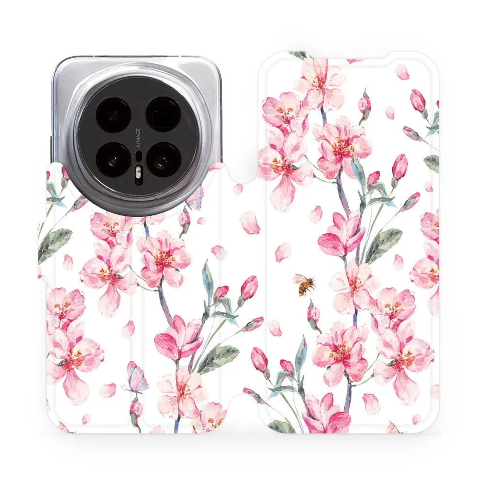 Handyhülle mit klappe für Honor Magic8 Pro, Mobiwear Book, Rosa Frühling