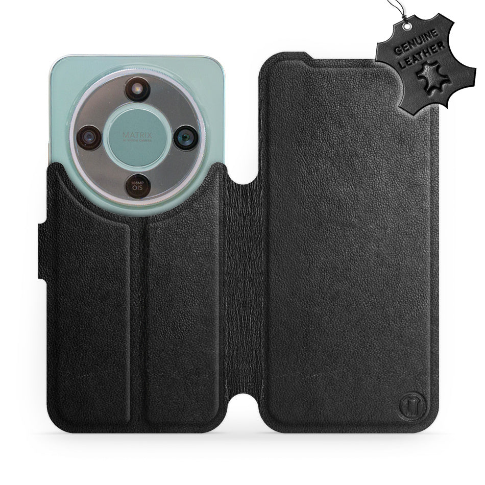 Echtleder Handyhülle für Honor Magic8 Lite, Mobiwear Leather, Schwarz