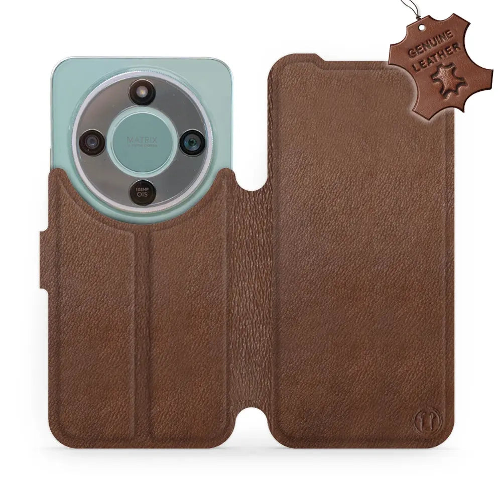 Echtleder Handyhülle für Honor Magic8 Lite, Mobiwear Leather, Braun