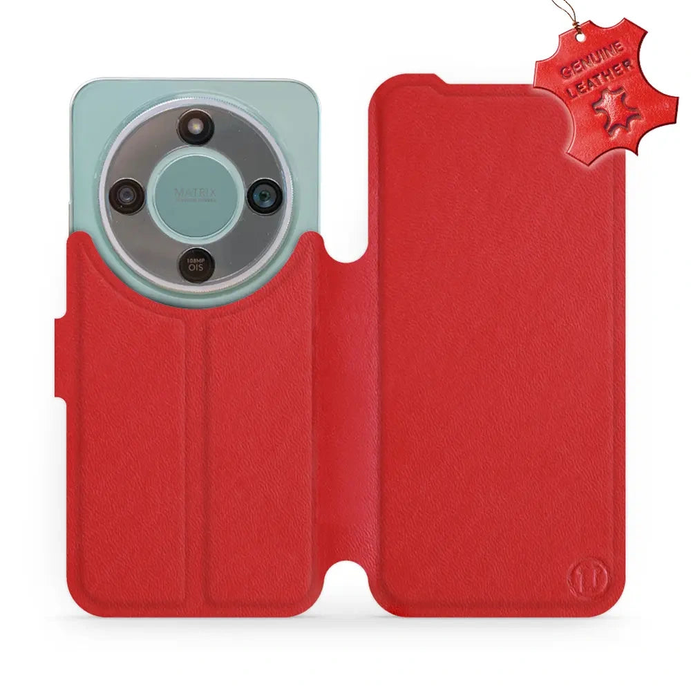 Echtleder Handyhülle für Honor Magic8 Lite, Mobiwear Leather, Rot