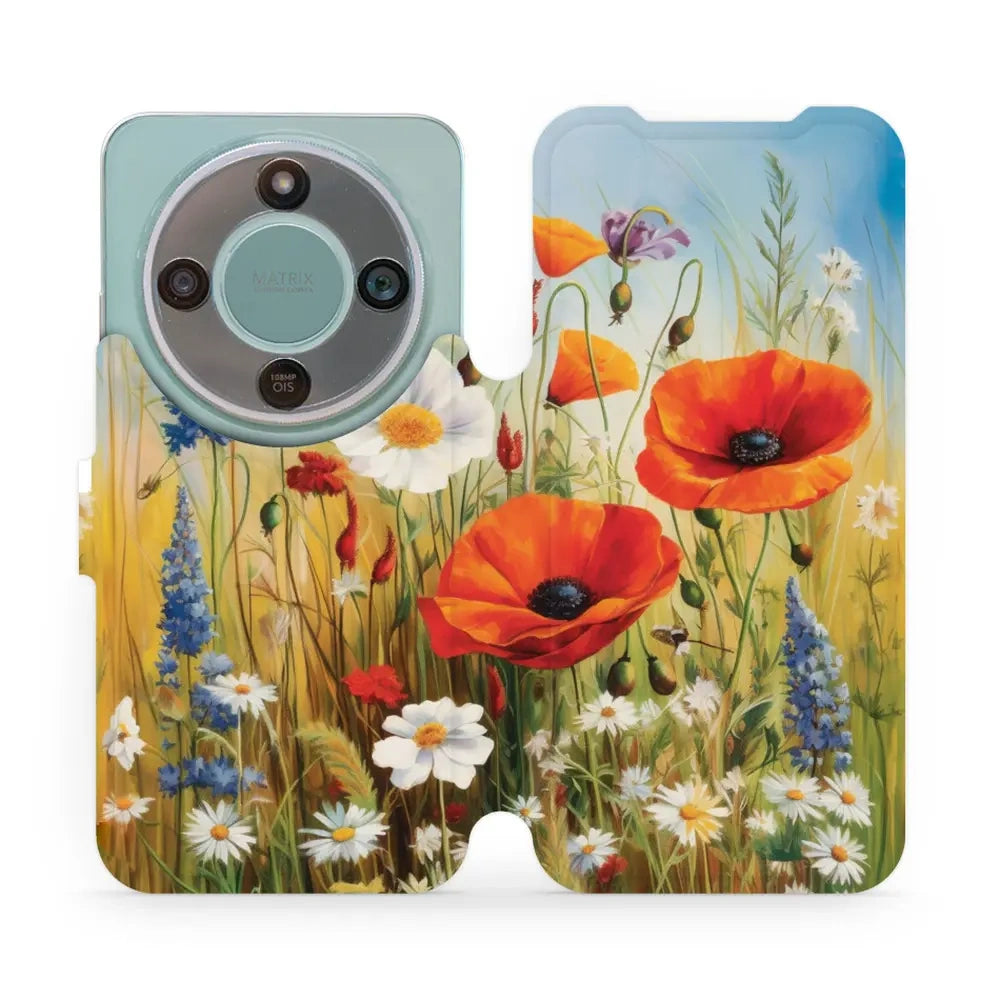 Handyhülle mit klappe für Honor Magic8 Lite, Mobiwear Book, Wiesenblumen