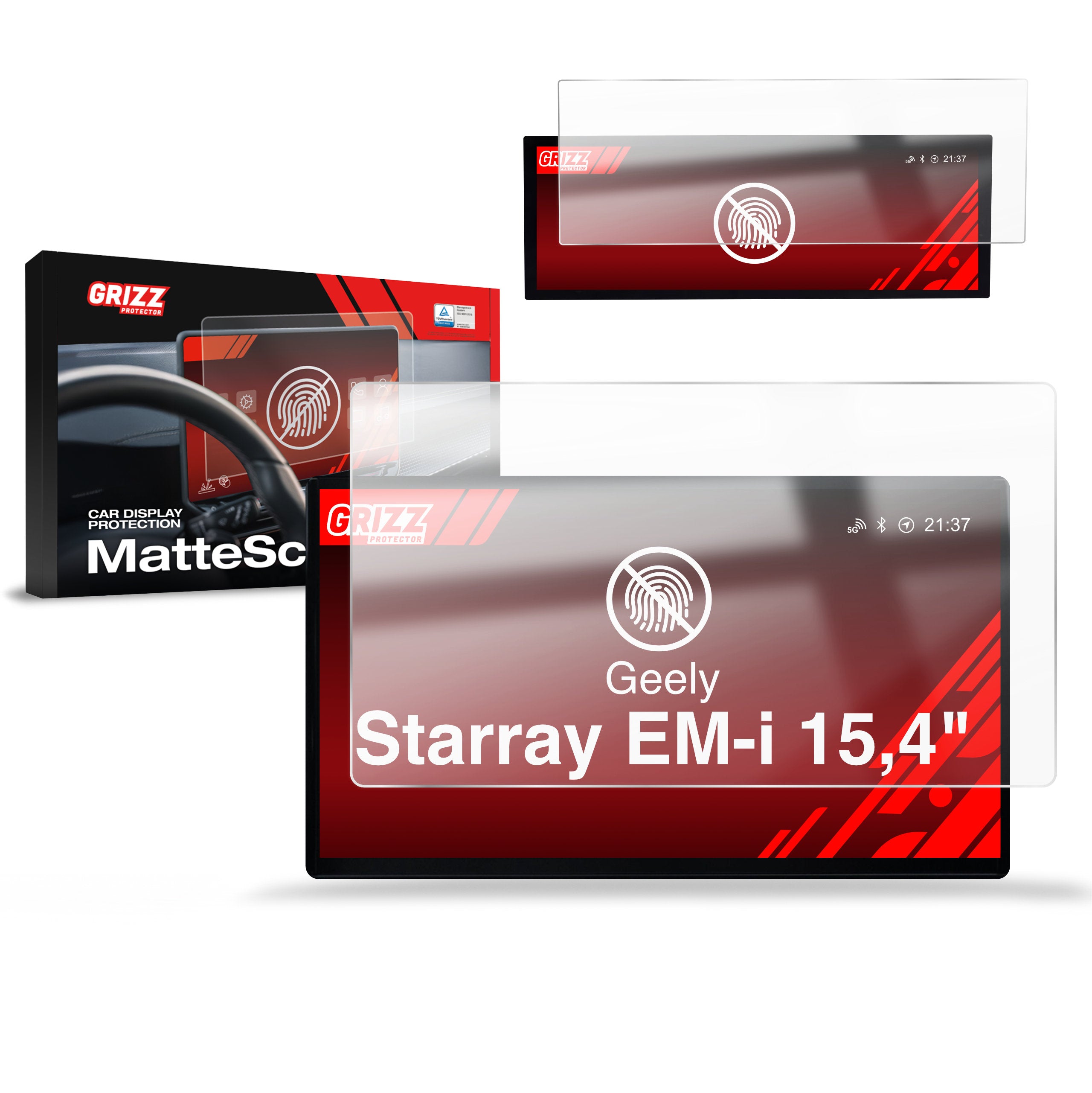 Matte Autodisplayfolie 2in1 für Geely Starray EM-i 15,4" (2025-2026), Grizz Protector