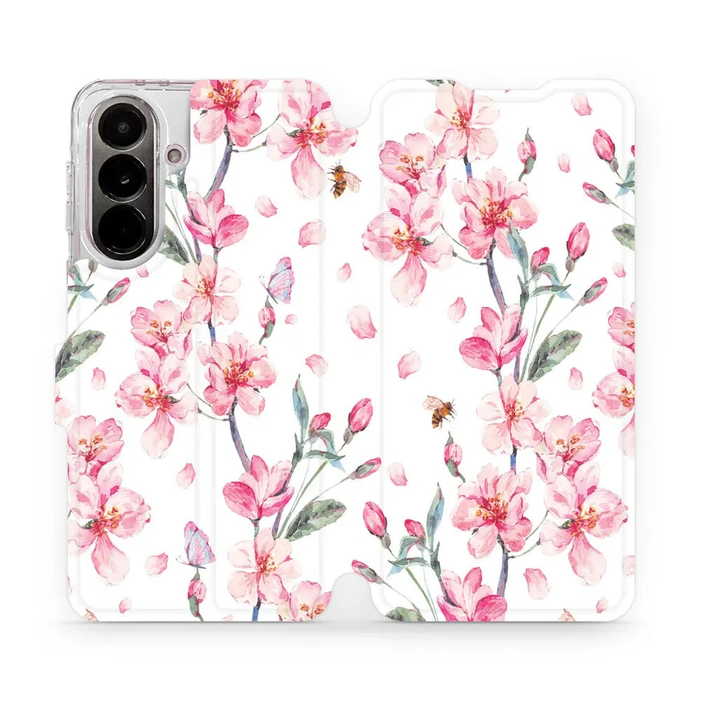 Handyhülle mit klappe für Galaxy A37 5G, Mobiwear Book, Rosa Frühling