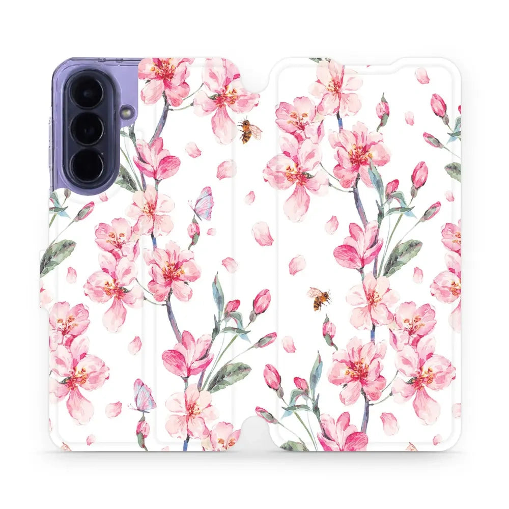Handyhülle mit klappe für Galaxy A57 5G, Mobiwear Book, Rosa Frühling
