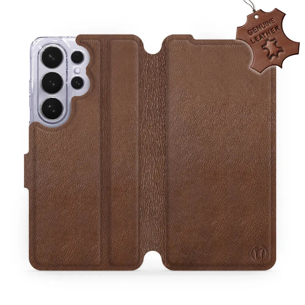 Echtleder Handyhülle für Galaxy S26 Ultra, Mobiwear Leather, Braun