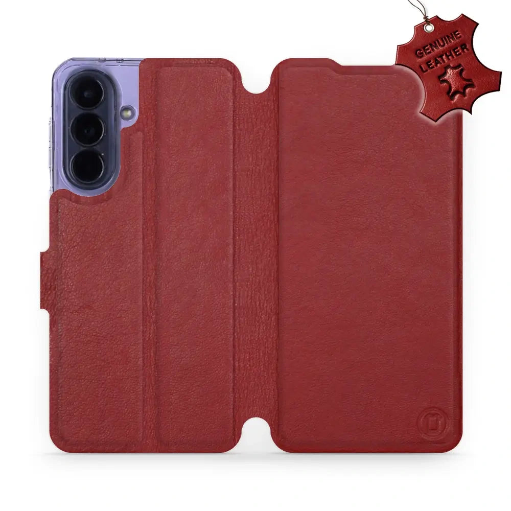 Echtleder Handyhülle für Galaxy A57 5G, Mobiwear Leather, Dunkelrot