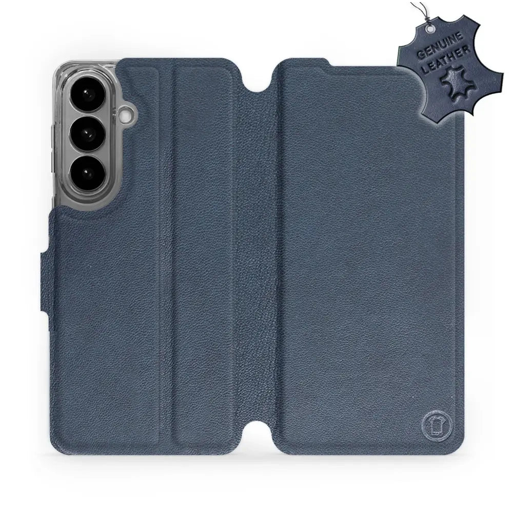 Echtleder Handyhülle für Galaxy S26 Plus, Mobiwear Leather, Dunkelblau