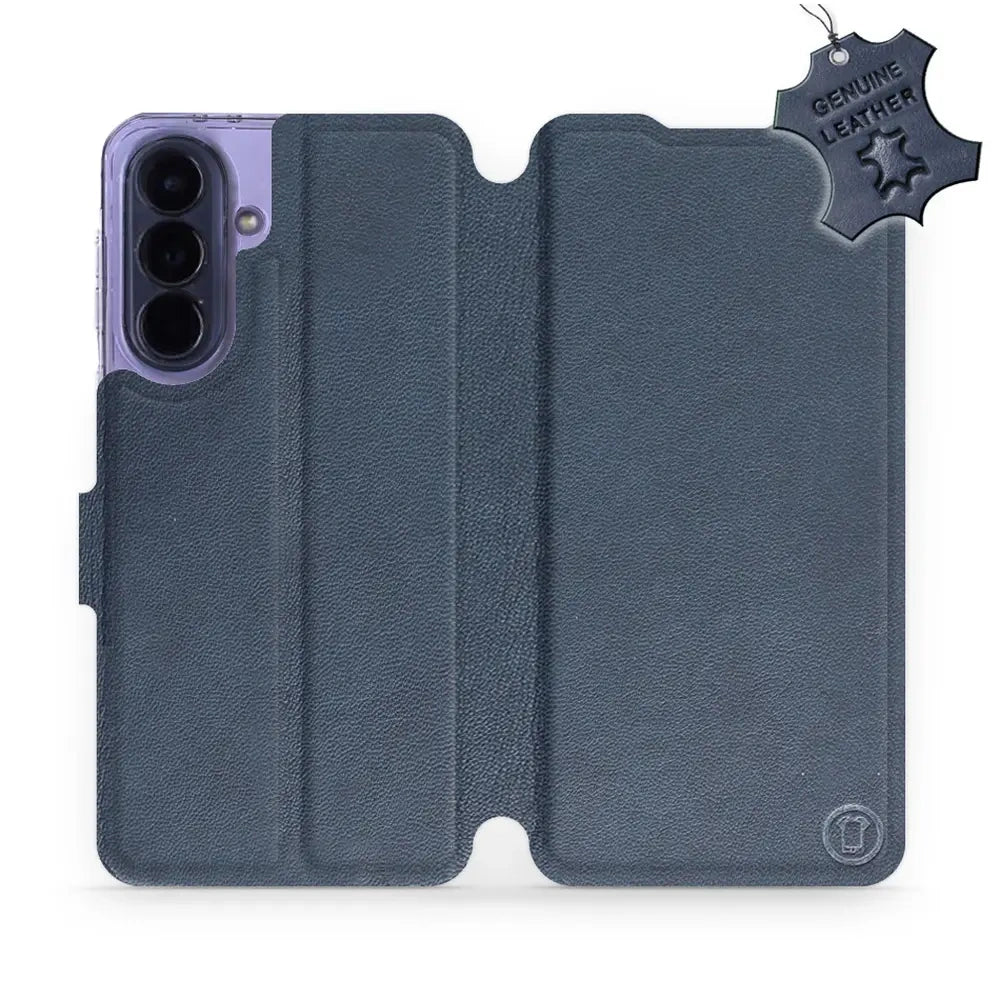 Echtleder Handyhülle für Galaxy A57 5G, Mobiwear Leather, Dunkelblau
