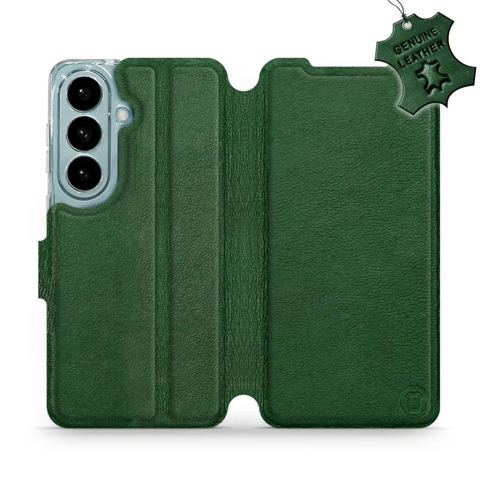 Echtleder Handyhülle für Galaxy S26, Mobiwear Leather, Grün
