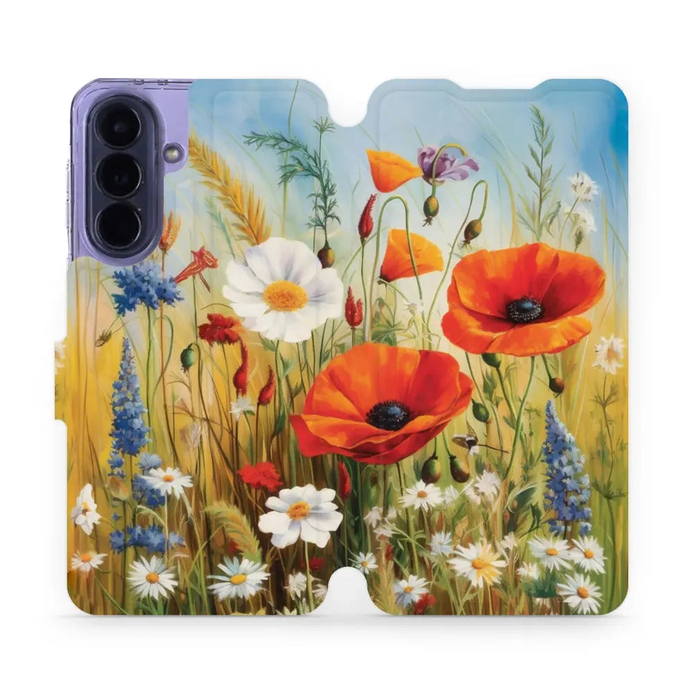 Handyhülle mit klappe für Galaxy A57 5G, Mobiwear Book, Wiesenblumen