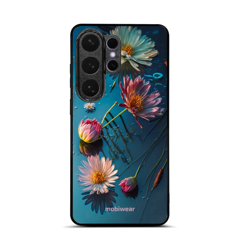 Handyhülle für Galaxy S26 Ultra, Mobiwear Glossy Case, Blau-Blumig