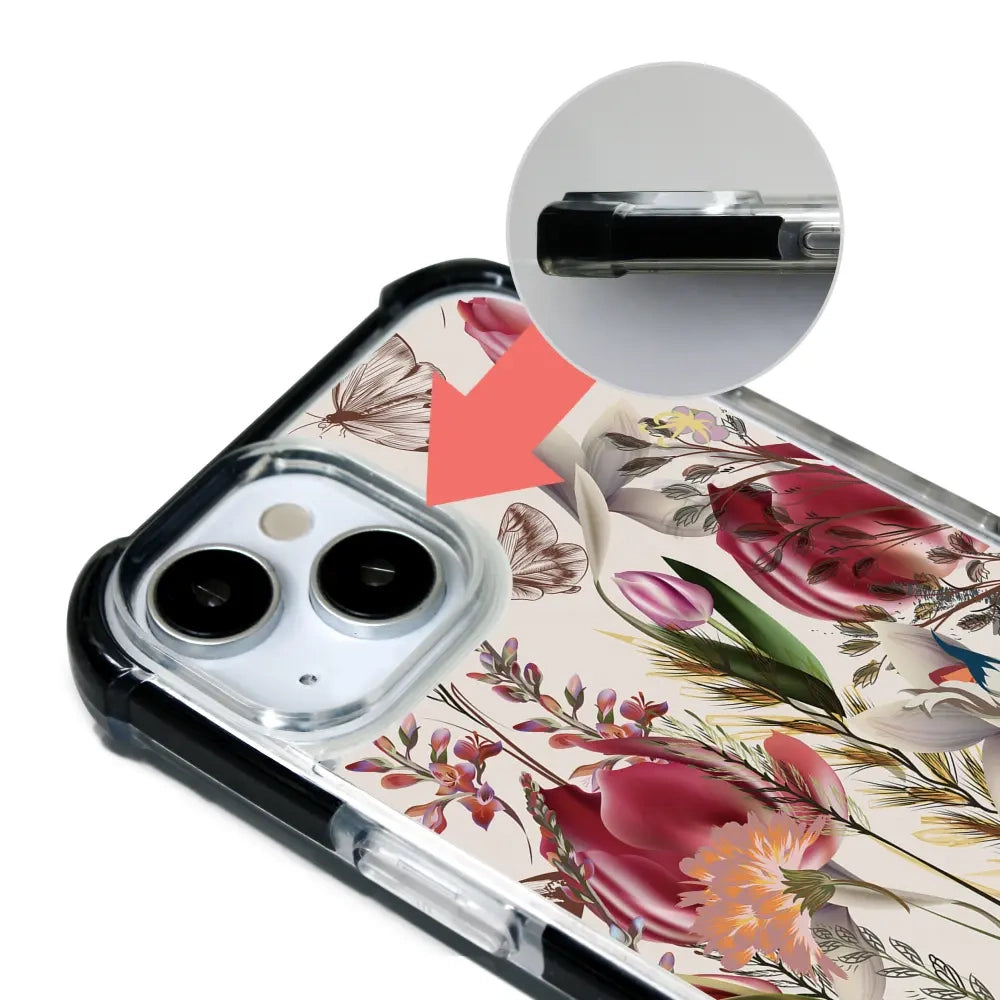Handyhülle für iPhone 17e mit MagSafe, Mobiwear Elite Bumper, Blumenstrauß