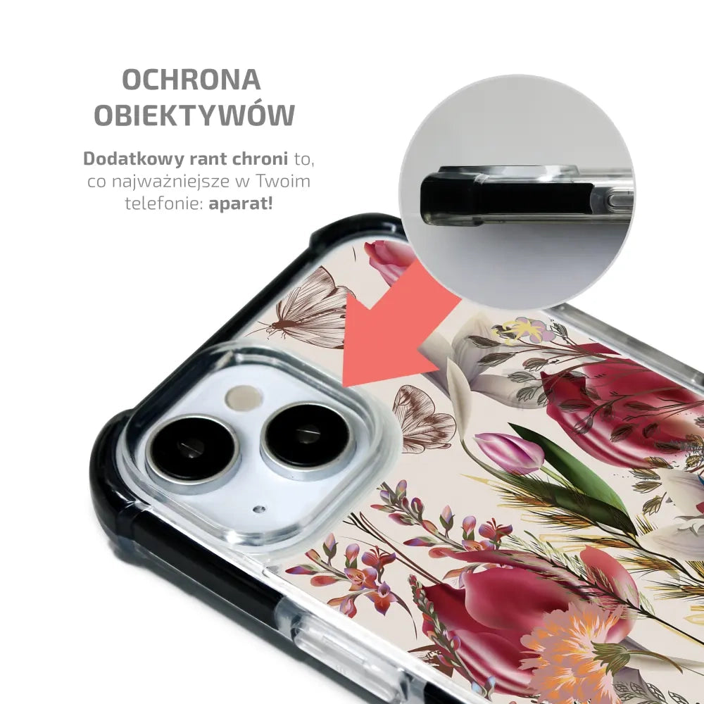 Handyhülle für iPhone 17e mit MagSafe, Mobiwear Elite Bumper, Blumenstrauß