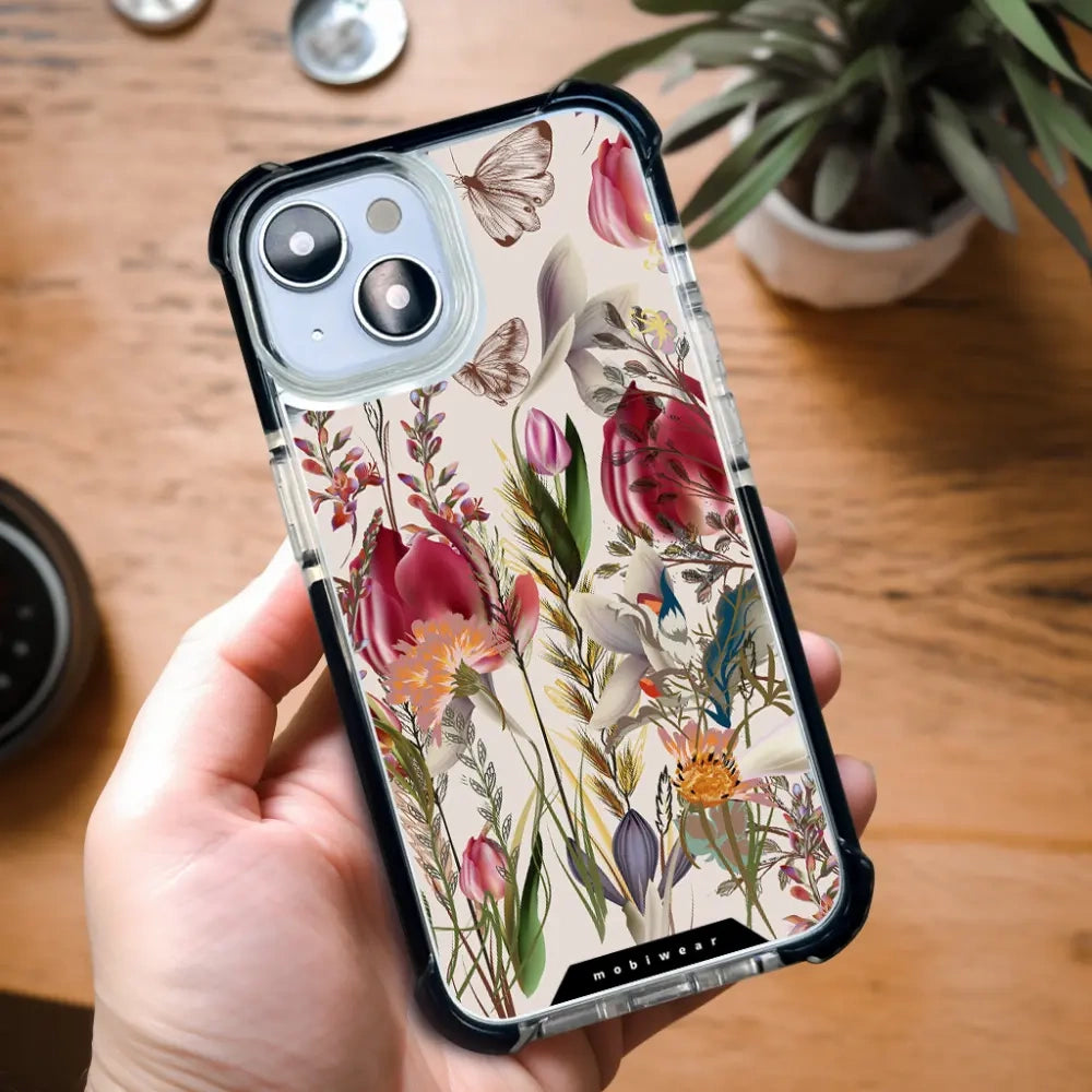 Handyhülle für iPhone 17e mit MagSafe, Mobiwear Elite Bumper, Blumenstrauß
