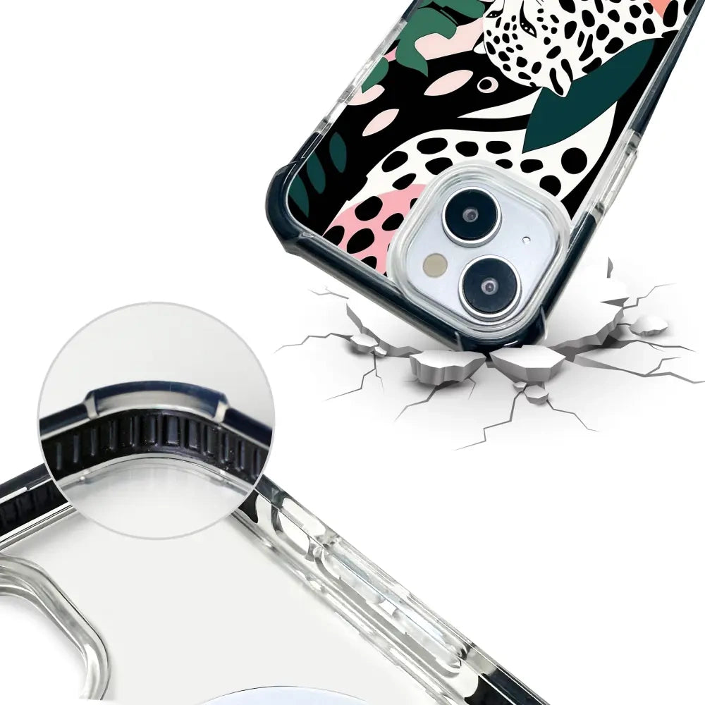 Handyhülle für iPhone 17e mit MagSafe, Mobiwear Elite Bumper, Tropischer Gepard