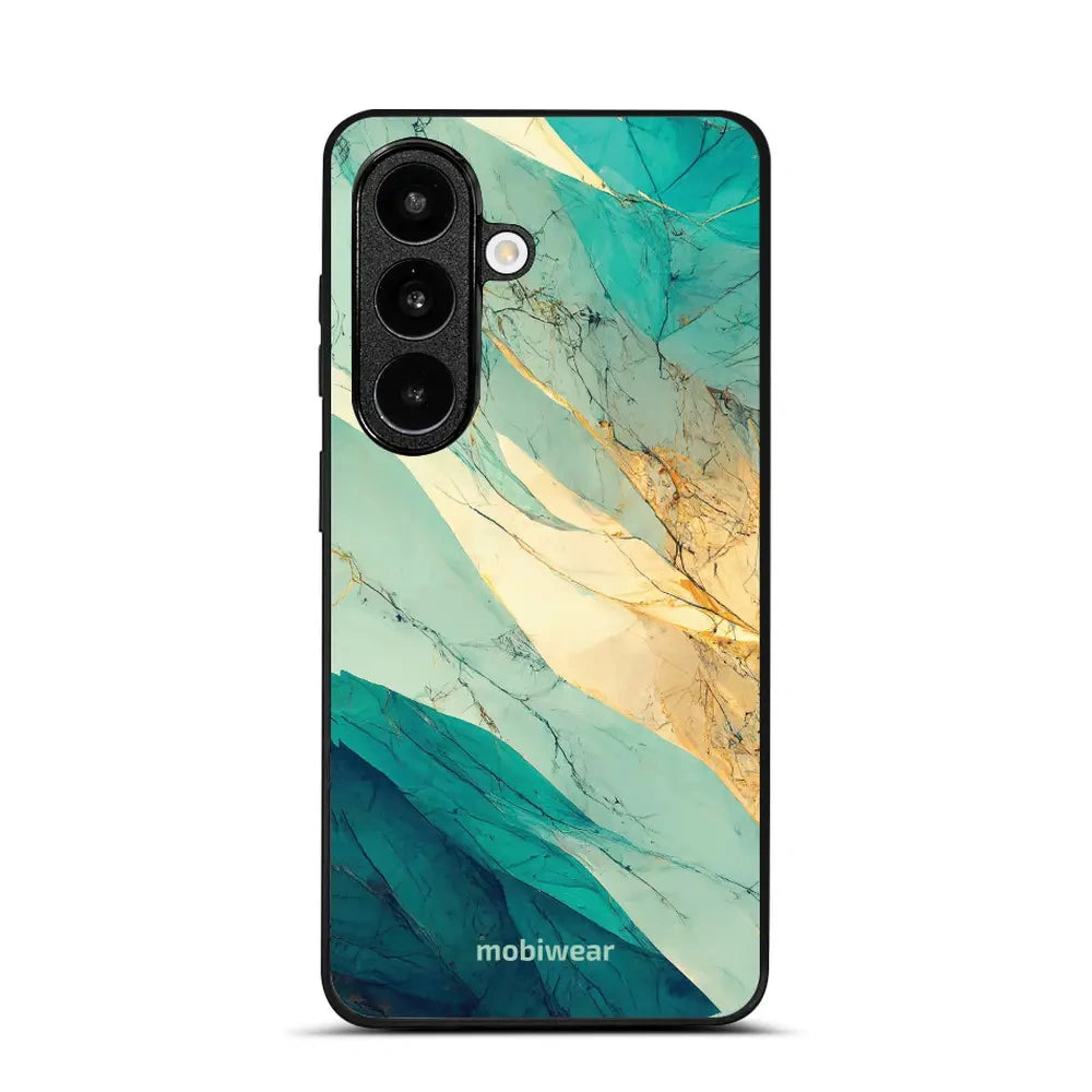 Handyhülle für Galaxy S26, Mobiwear Glossy Case, Türkis-Marmor
