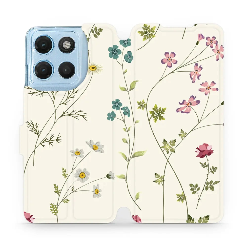 Handyhülle mit klappe für Motorola Moto G17 Power, Mobiwear Book, Feldblumen