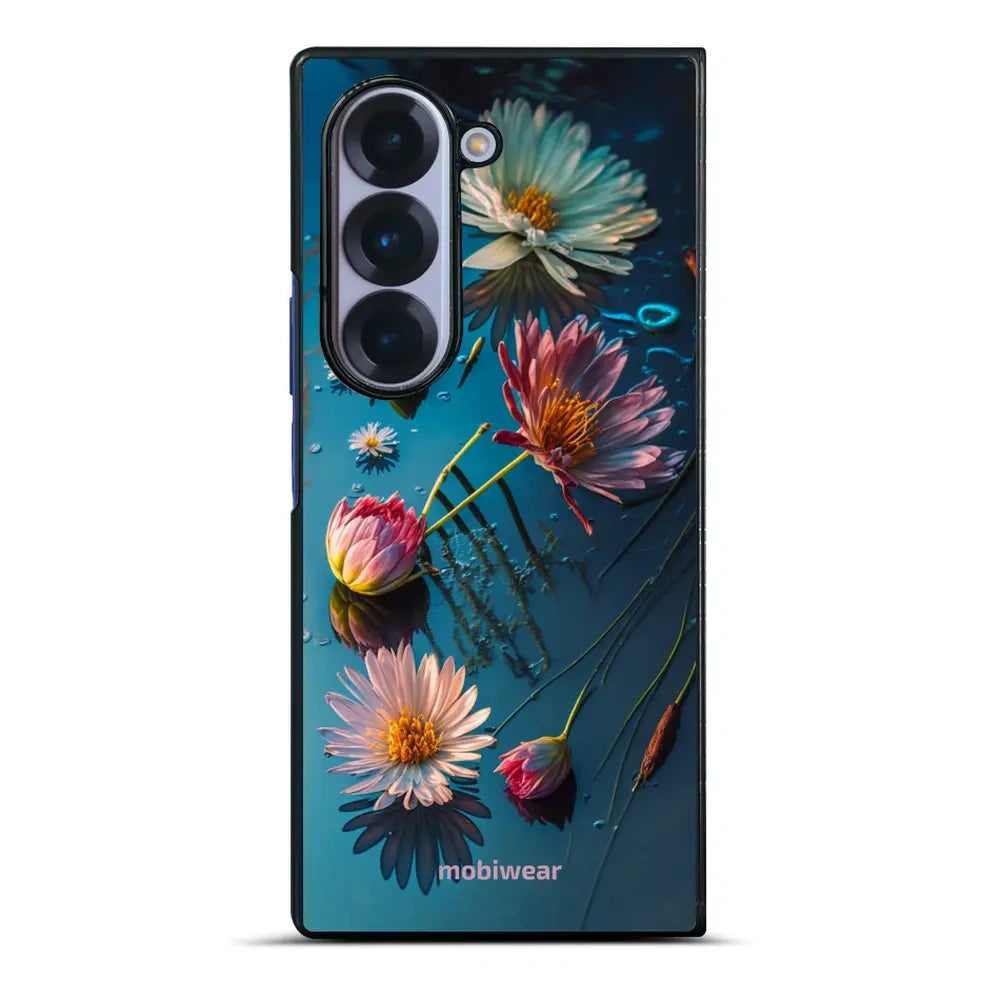 Handyhülle für Galaxy Z Fold6, Mobiwear Glossy Case, Blau-Blumig