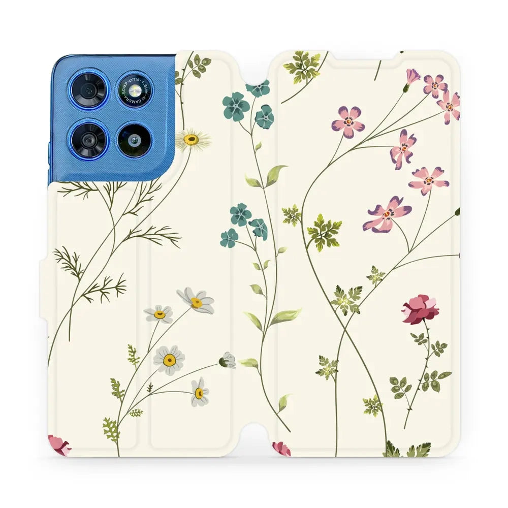 Handyhülle mit klappe für Motorola Moto G57 Power, Mobiwear Book, Feldblumen