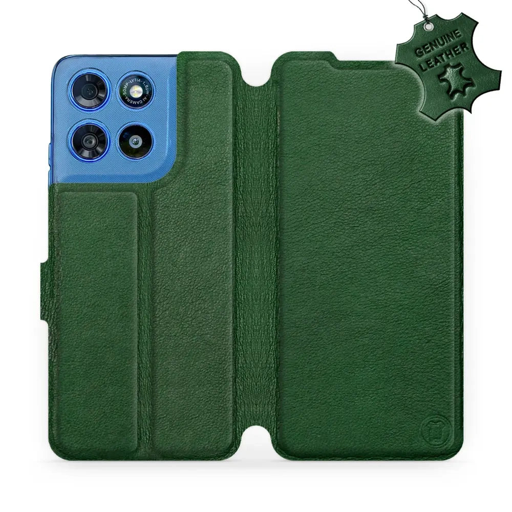 Echtleder Handyhülle für Motorola Moto G57 Power, Mobiwear Leather, Grün