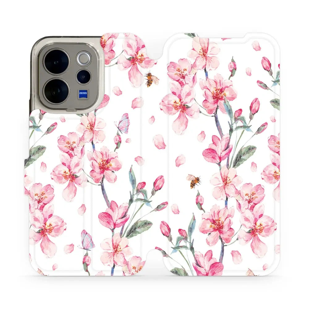 Handyhülle mit klappe für Vivo V70 5G, Mobiwear Book, Rosa Frühling