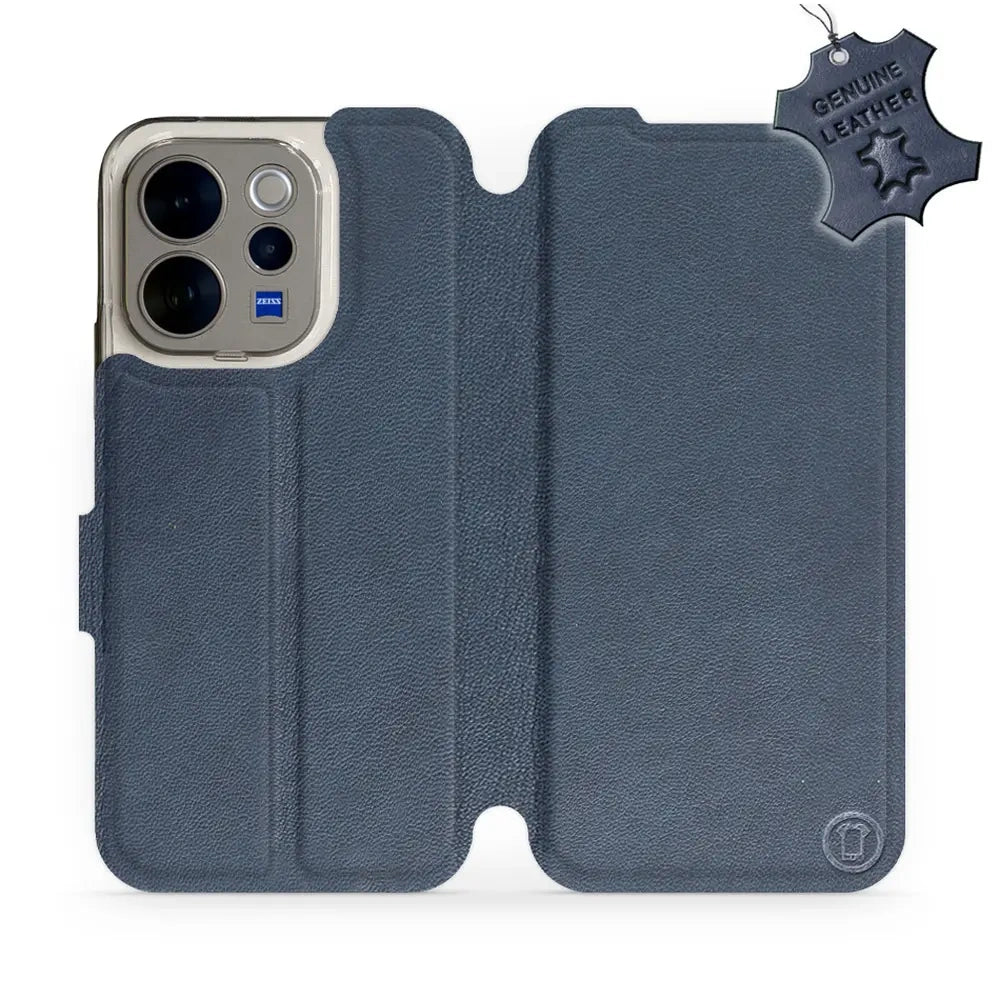 Echtleder Handyhülle für Vivo V70 5G, Mobiwear Leather, Dunkelblau