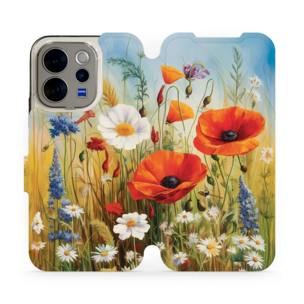 Handyhülle mit klappe für Vivo V70 5G, Mobiwear Book, Wiesenblumen
