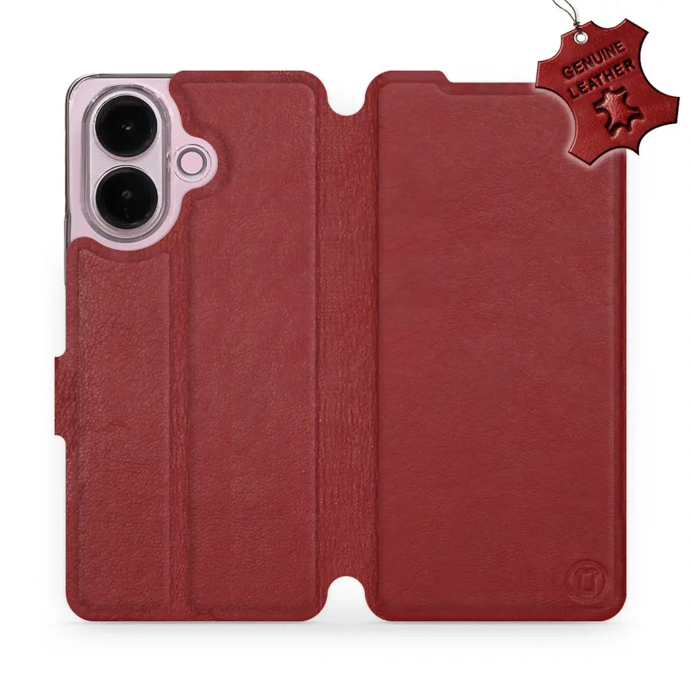 Echtleder Handyhülle für Vivo V60 Lite 5G, Mobiwear Leather, Dunkelrot