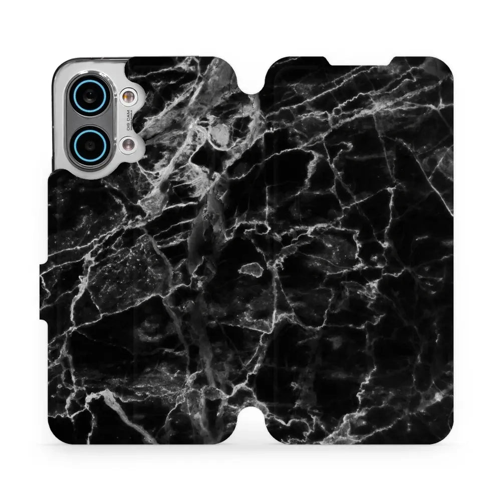 Handyhülle mit klappe für Xiaomi POCO X8 Pro Max, Mobiwear Book, Schwarzer Marmor